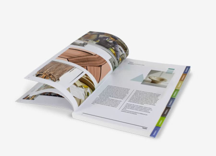 Catálogo con pestañas presupuesto a medida personalizado