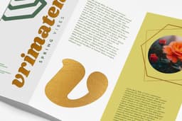 Folleto de acabados especiales stamping en caliente 2 pliegues en acordeón 6 caras